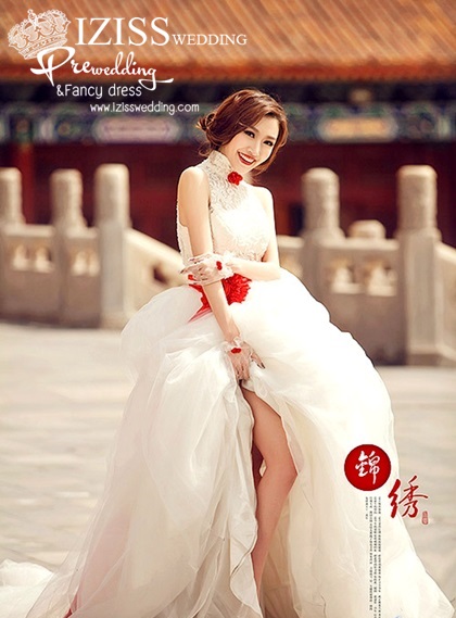 PW187 - Pre order ชุดคู่ถ่ายพรีเวดดิ้ง (prewedding dress) & ชุดแต่งงานแฟนซี (Fancy wedding dress)ชายหญิง "ธีมสีขาว-แดง"