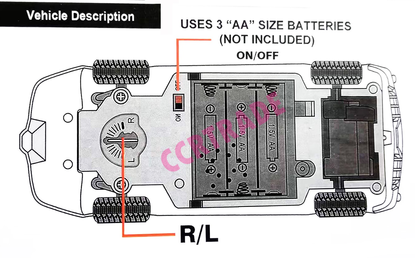 รถแข่งบังคับ RC ล้อไฟ+รีโมทกล่อง 11x34.5 ซม.(1x3)
