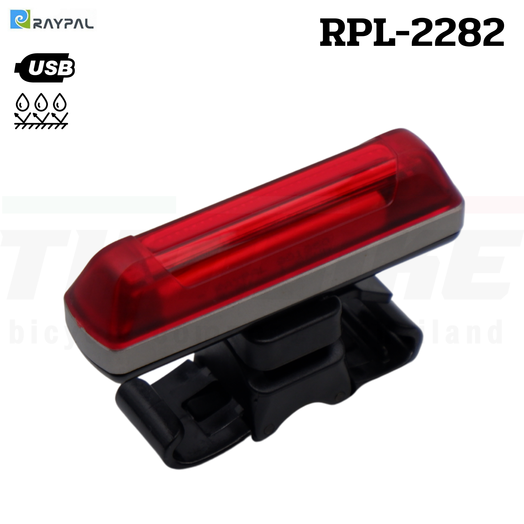 ไฟท้ายจักรยานเสือหมอบ เสือภูเขา RAYPAL รุ่น RPL-2282 ชาร์จ USB รองรับหลักอานแอร์โร่ว์