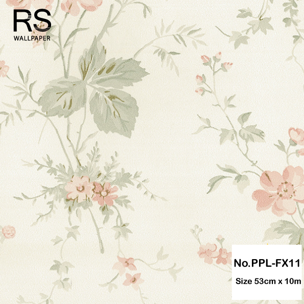 วอลเปเปอร์ลายดอกไม้สีชมพูโอรส พื้นครีม No.PPL-FX11