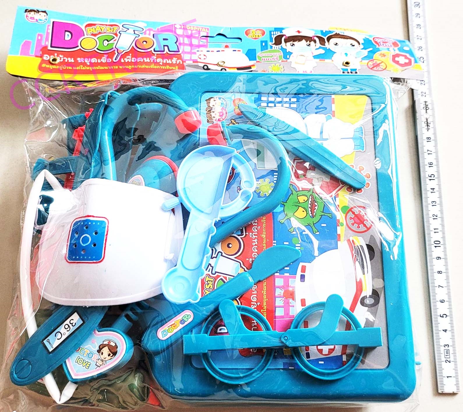 เซ็ทคุณหมอป้องกันไวรัส+กระเป๋าถุง PVC 30x31.5 ซม.(1x3)