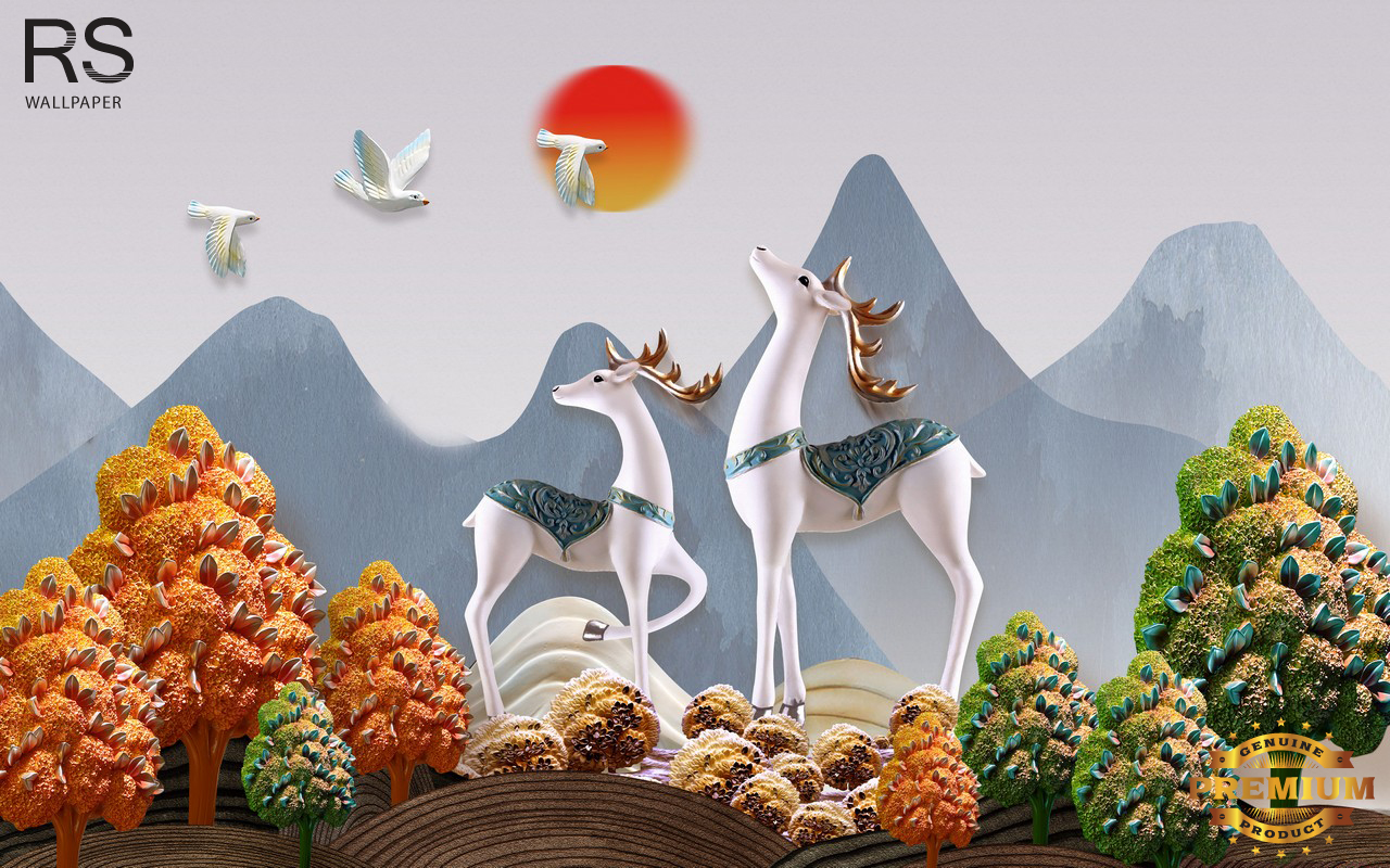 วอลเปเปอร์ ภาพฮวงจุ้ย กวาง J-PREMIUM(สั่งผลิต)