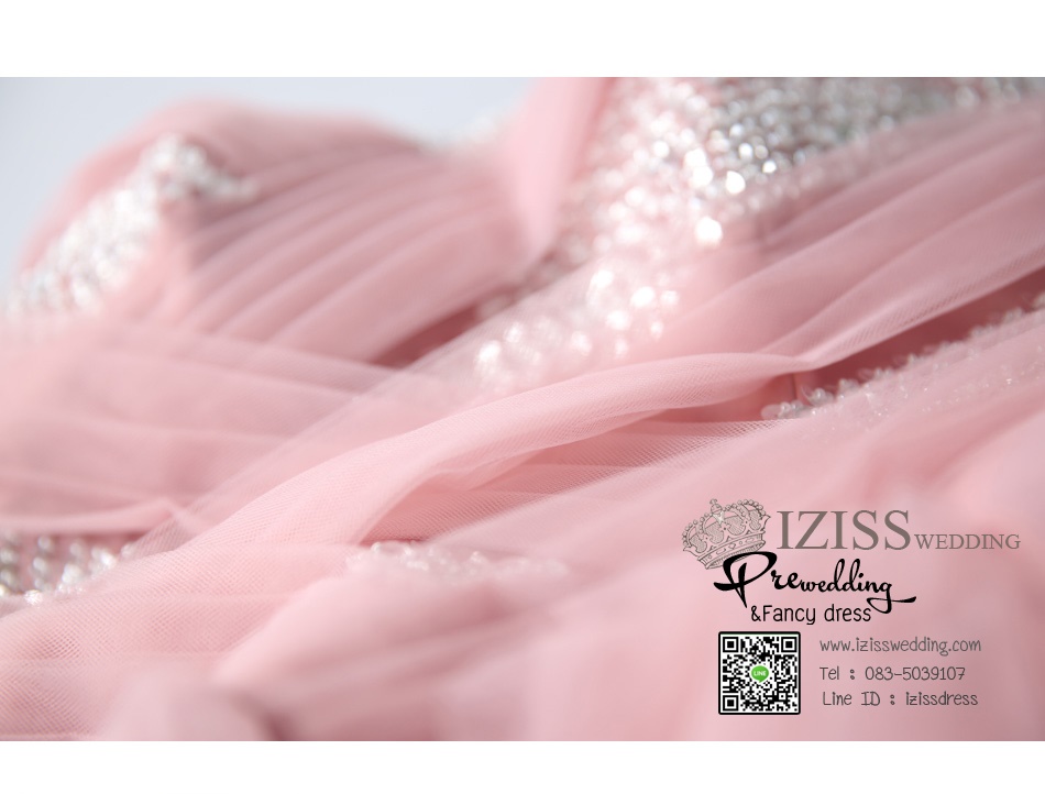 DL005 - **Pre order**ชุดราตรี เดรสหน้าสั้นหลังยาวออกงาน (Evening dresses) ชุดไปงานแต่งงานสวยๆ "ธีมสีชมพูกะปิ"