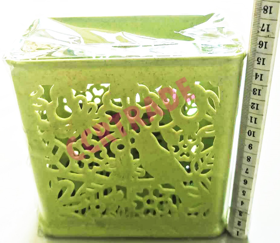 ที่ใส่ช้อน 2 ช่องสีหวาน ลายฉลุ 14.5 ซม.