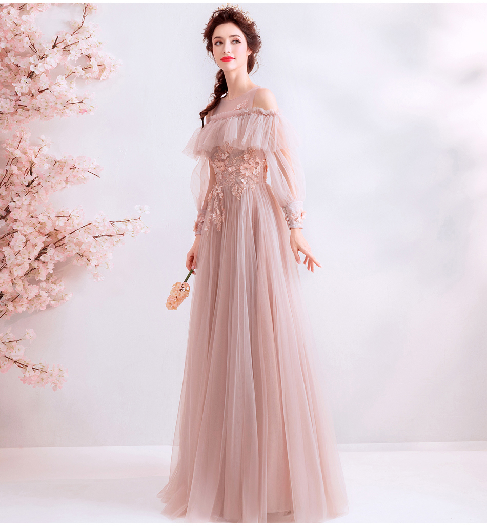 DL109 **พรีออเดอร์** ชุดออกงานสีชมพูกะปิ ชุดราตรี เดรสยาวออกงาน (Night party dresses) ชุดไปงานแต่งงานสวยๆ "ธีมสีชมพูกะปิ"