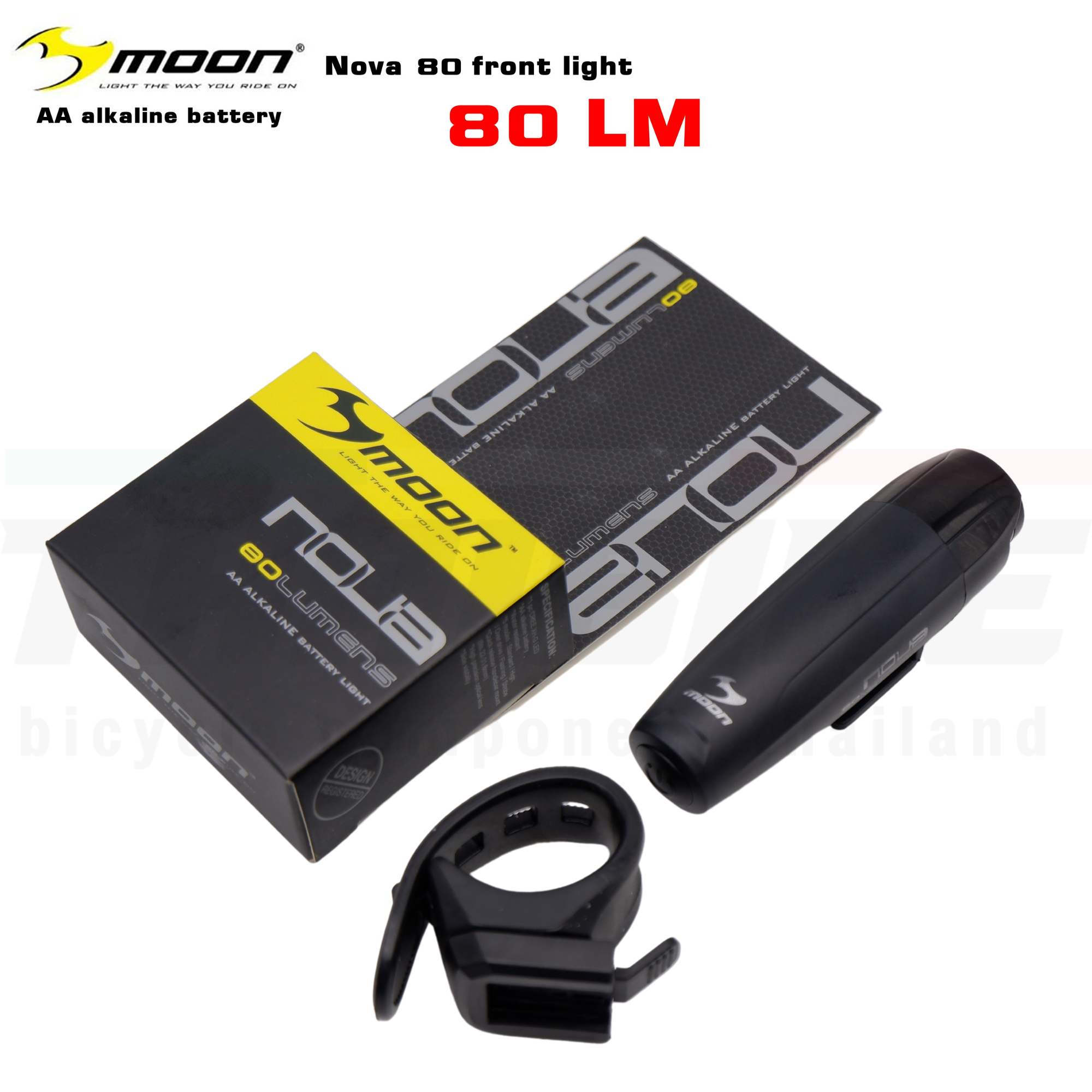 ไฟหน้าจักรยานเสือหมอบ เสือภูเขา MOON NOVA 80LM แบบใช้ถ่าน