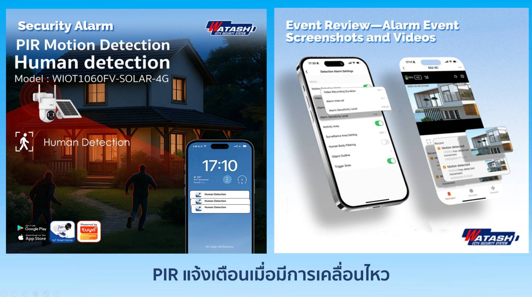กล้องวงจรปิดโซล่าเซล WATASHI รุ่น WIOT1060FV-SOLAR-4G ไม่ต้องเสียบปลั๊กไฟ ไม่ต้องเสียค่าเน็ต ดูออนไลน์ฟรีตลอดอายุการใช้งาน