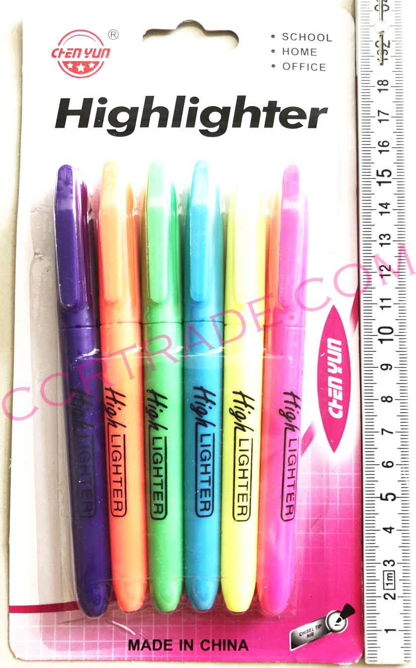 ปากกาไฮไลท์ 6 แท่งแผง 21 ซม.