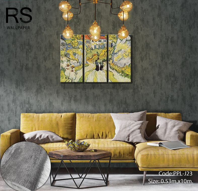 วอลเปเปอร์ลายปูนฉาบ สีเทาเข้ม (Loft Style) PPL-J23
