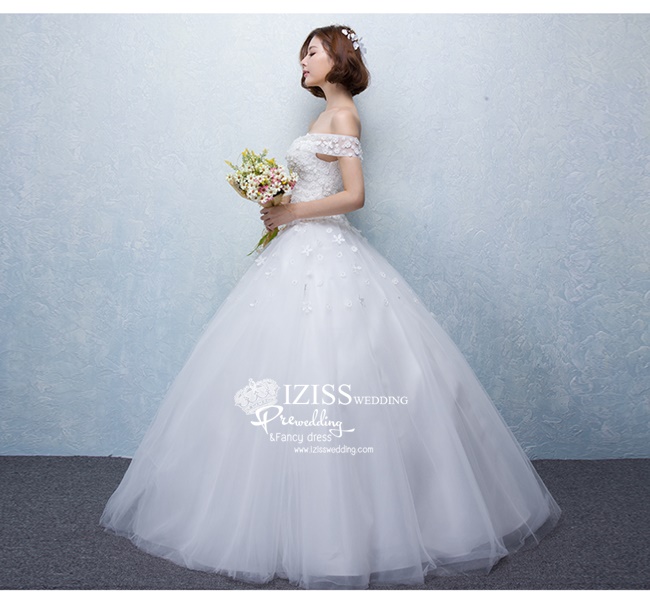 BR151 **พรีออเดอร์**ชุดแต่งงาน&ชุดเจ้าสาวแบบยาวสีขาวเกรดพรีเมี่ยม เปิดไหล่ มีแขน หรูหราน่ารัก สวยโดดเด่นไม่ซ้ำใคร