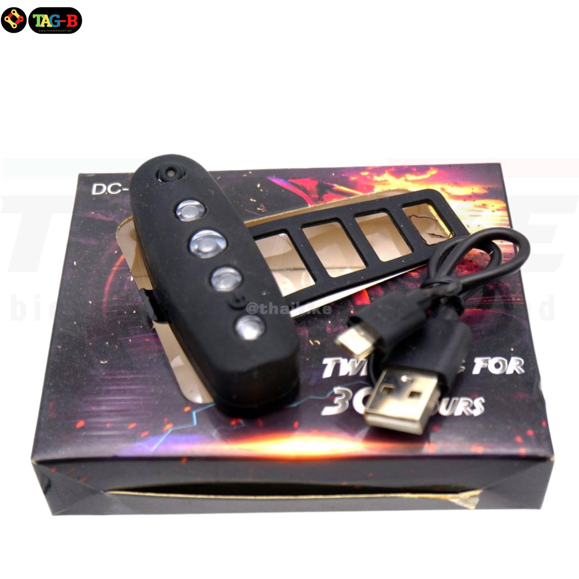 ไฟท้ายจักรยานแบบซิลิโคนทรงมะขาม ยี่ห้อ DC-109 ชาร์จ USB