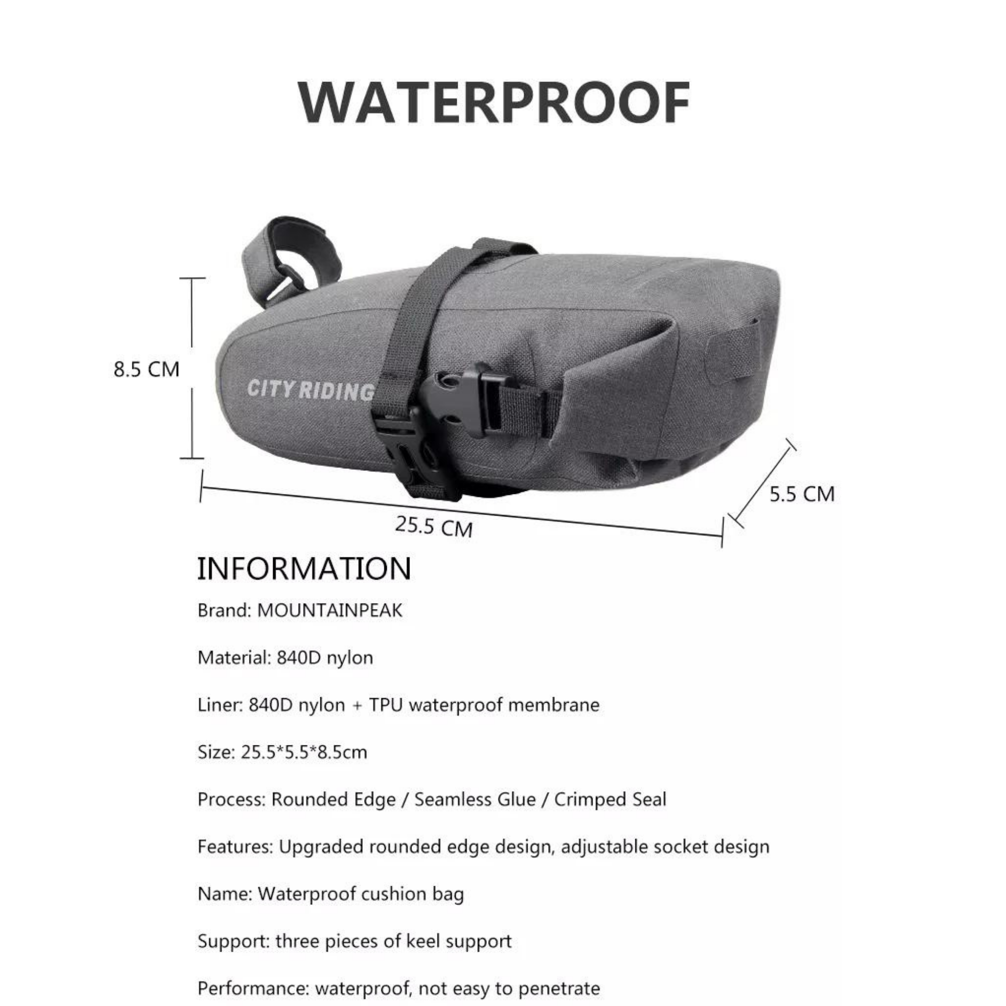 กระเป๋าใต้อานจักรยาน กันน้ำ ผ้าดี CITY RIDING