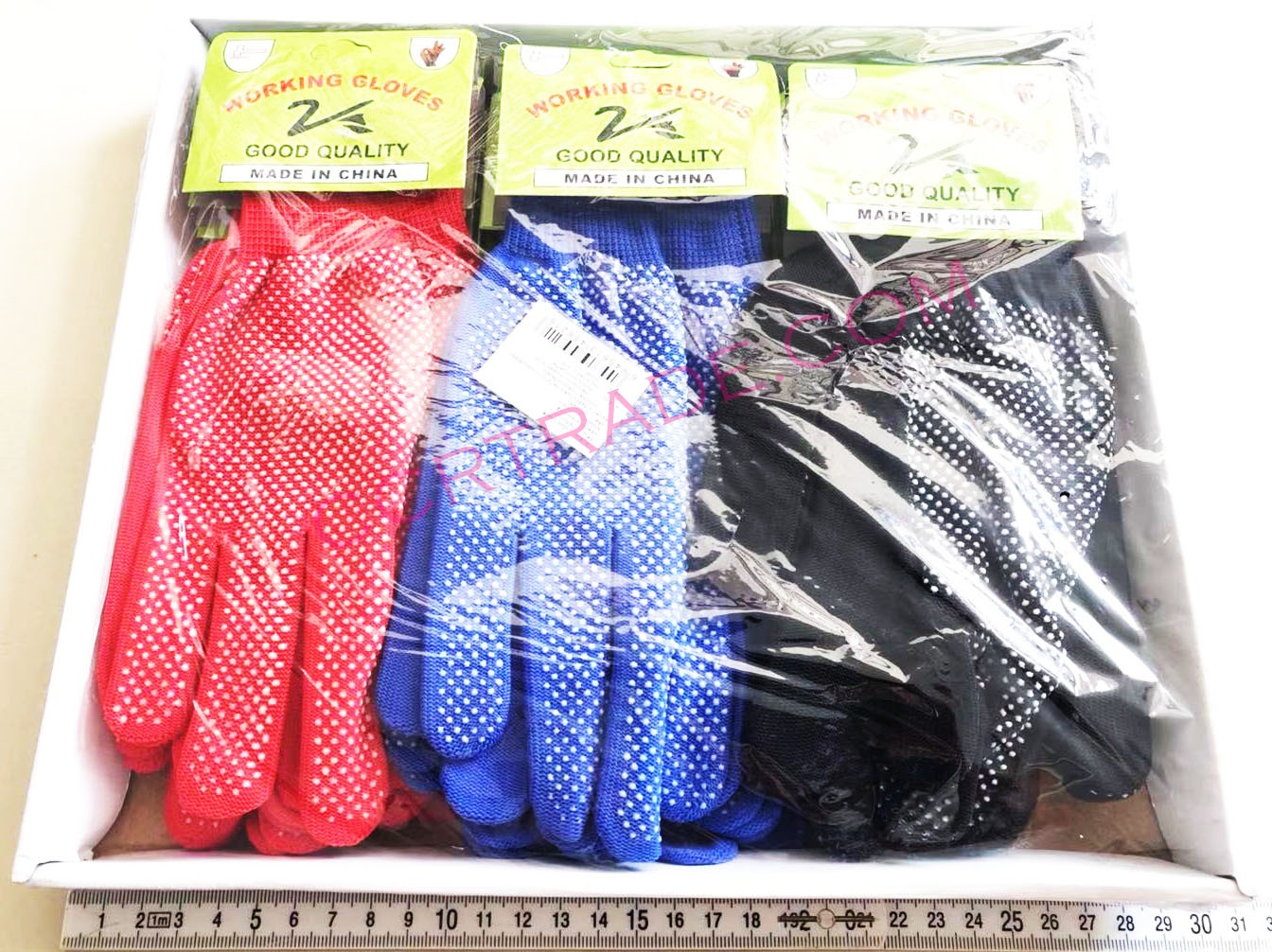 ถุงมือกันลื่นสีสด (free size) ถาด 30 ซม.