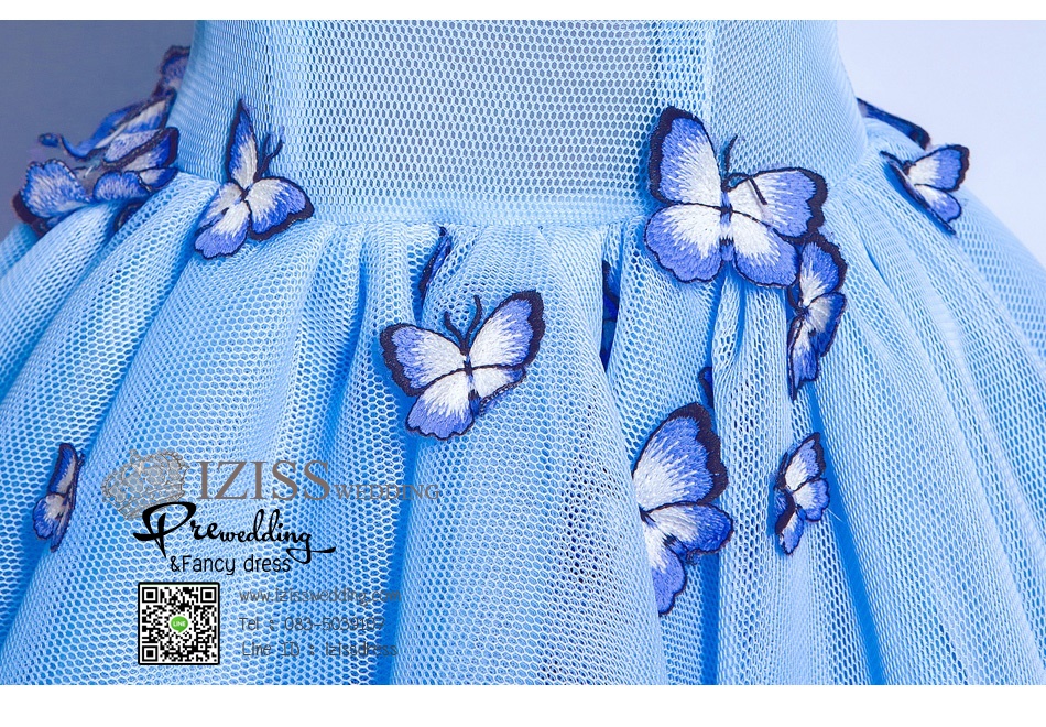 DS021 - **พรีออเดอร์** ชุดราตรี เดรสสั้นออกงาน (short dresses) ชุดไปงานแต่งงานสวยๆ "ธีมฟ้าสดใส"