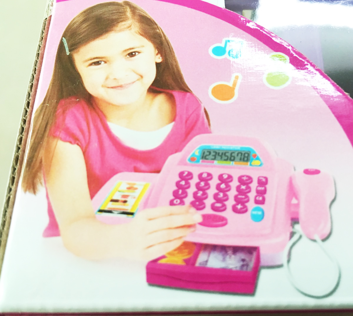 ชุดแคชเชียร์ชมพู+อุปกรณ์ มีเสียง มีไฟ คิดเงินได้จริง(1x2)