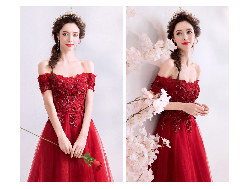 DL106 **พรีออเดอร์** ชุดออกงานสีแดง ชุดราตรี เดรสยาวออกงาน (Night party dresses) ชุดไปงานแต่งงานสวยๆ "ธีมสีแดง"