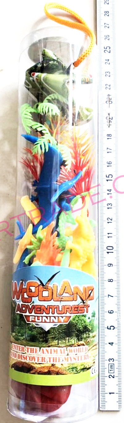 ไดโนเสาร์สีสด 15 ชิ้นกระปุกยาว 15 ซม.