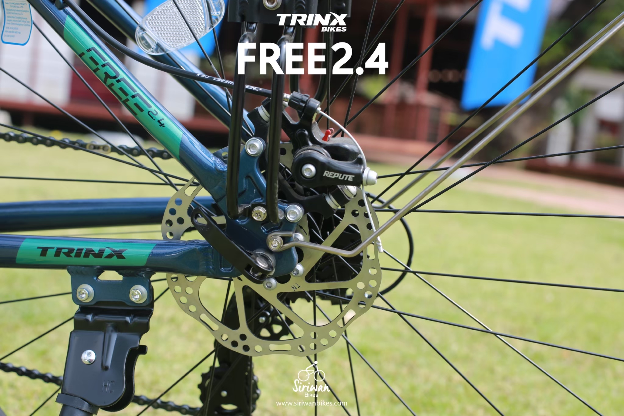 TRINX : FREE2.4 จักรยานไฮบริด เฟรมอลูมิเนียม 24 สปีด ดิสเบรค พร้อมตะแกรง บังโคลน ขาตั้ง
