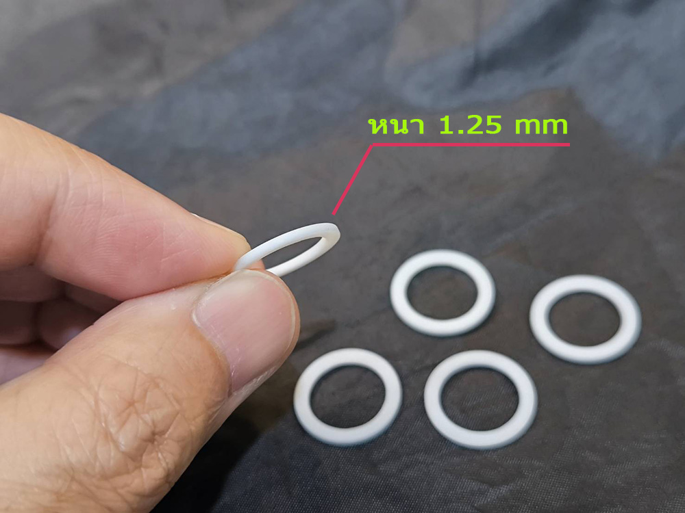5ชิ้น:ชุด ปะเก็น ซีล แหวนปะเก็น เทฟลอน PTFE/Teflon ขนาด OD:17,ID:13,หนา 1.25mm.