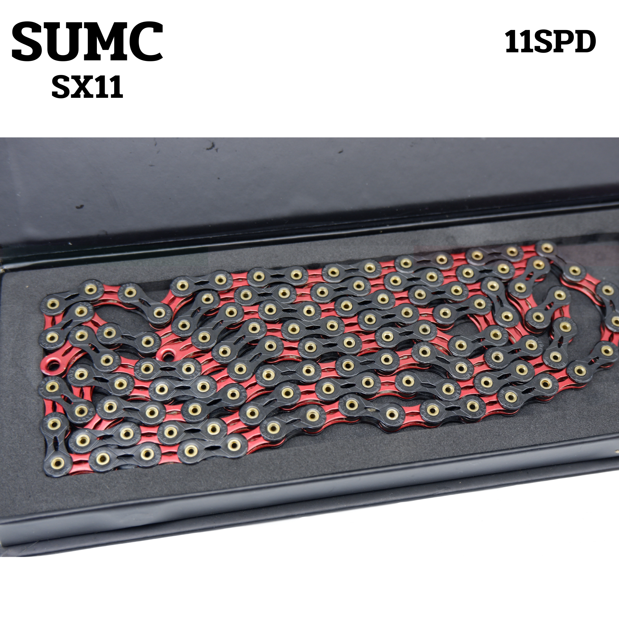 โซ่จักรยาน S-FIGHT SUMC 11SPD รุ่นสุดเบา สีแดงดำ 116ข้อ SX11 รองรับ SHIMANO SRAM CAMPAGNOLO