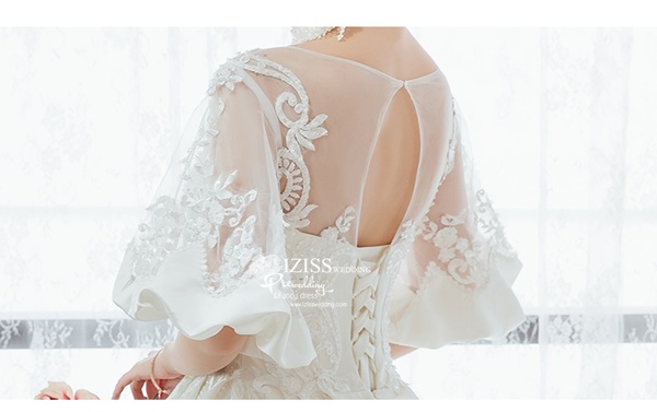 BR345 **พรีออเดอร์**ชุดแต่งงาน&ชุดเจ้าสาวแบบยาวอลังการ สีขาวเกรดพรีเมี่ยม หรูหราน่ารัก สวยโดดเด่นไม่ซ้ำใคร