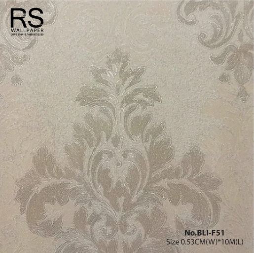 วอลเปเปอร์ ลายหลุยส์สีเงิน พื้นสีขาวหม่น NO.BLI-F51