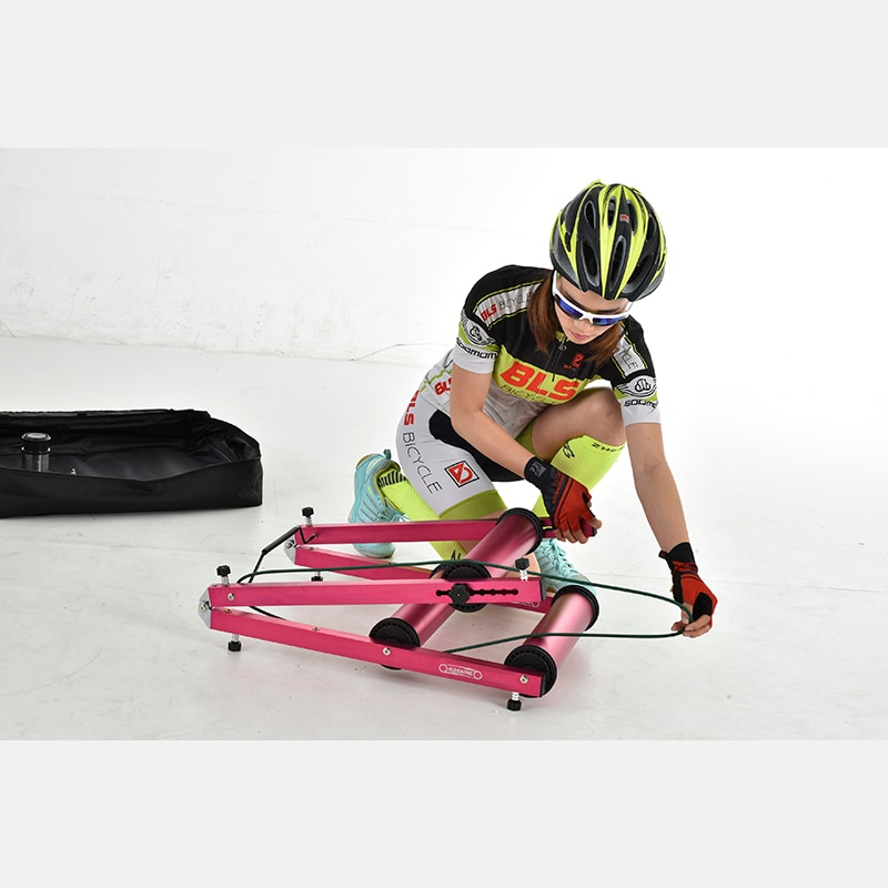 เทรนเนอร์สามลูกกลิ้ง RASSINE Bike Rollers Indoor Exercise Bicycle Roller Trainer Stand Aluminum Alloy