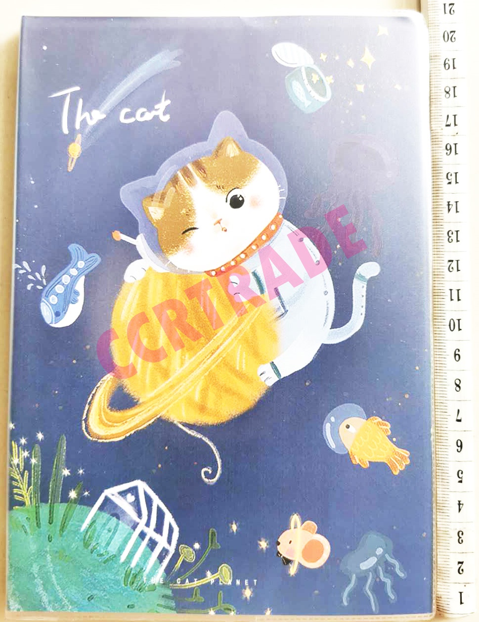 สมุดโน๊ตแมวอวกาศหุ้มปก 60 แผ่น (มีเส้น) 14x20 ซม.