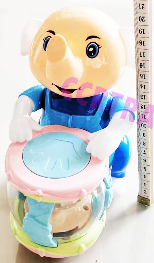 ช้างตีกลองชนถอย มีเสียง มีไฟกล่อง 17x20 ซม.(1x3)