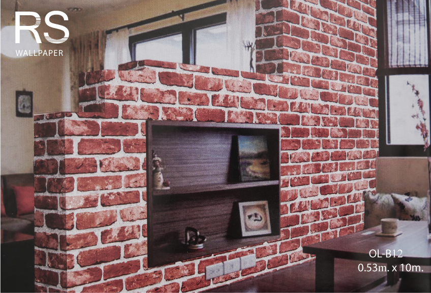 วอลเปเปอร์ลายอิฐแดงส้ม OL-B12