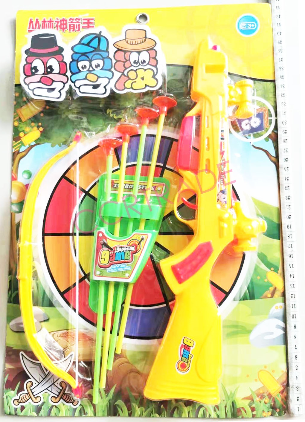 เซ็ทปืนธนู+ธนูสีสดยิงลูกดอกแผง 28.5x43 ซม.(1x3)