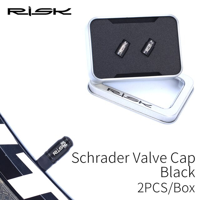 ฝาปิดจุ๊บจักรยานแบบอลูมิเนียม CNC RISK พร้อมกล่อง AV/FV พร้อมน็อตวาล์วยางใน+สติกเกอร์ติดล้อ