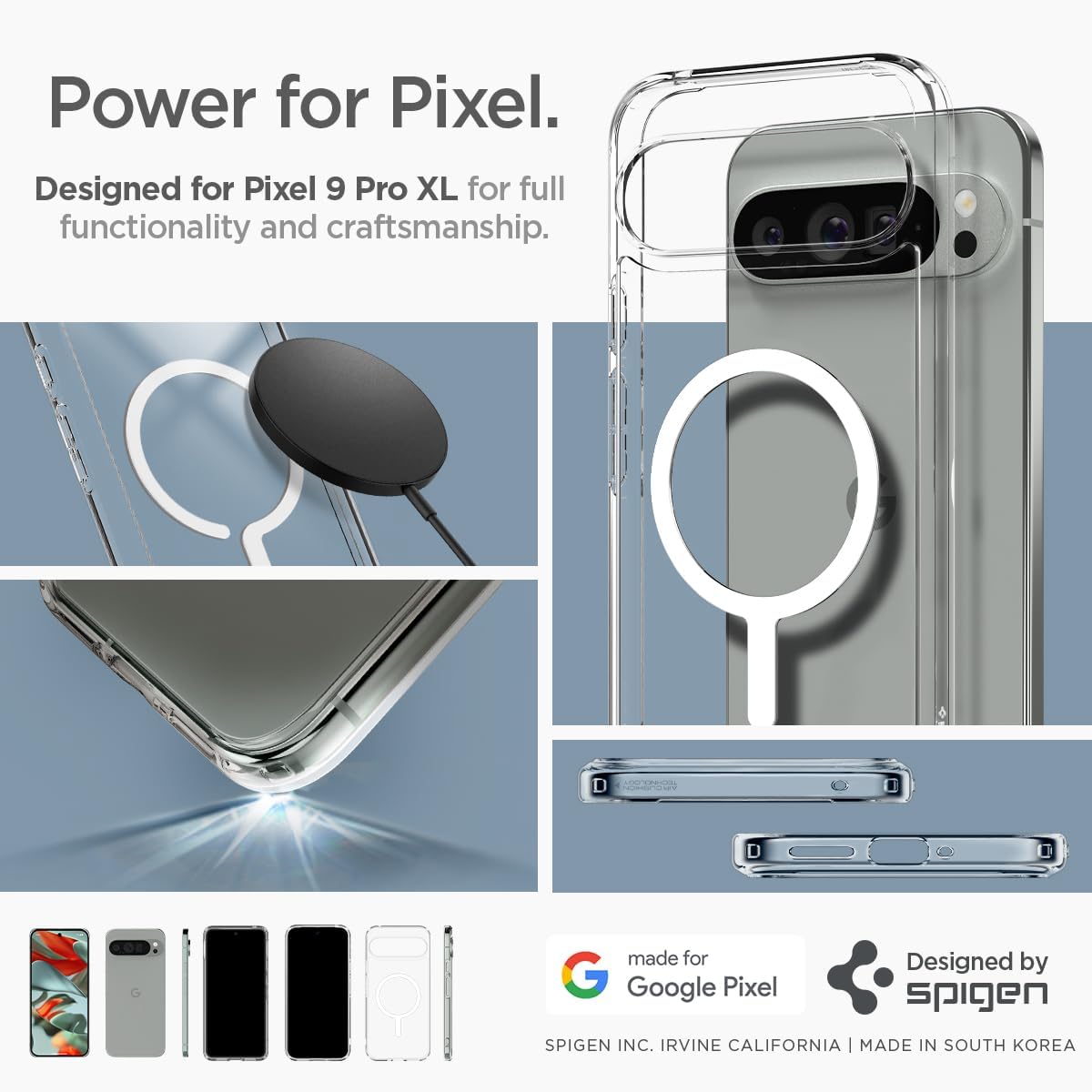 Spigen Ultra Hybrid Metal Ring MagFit Designed for Pixel 9 Pro XL Case