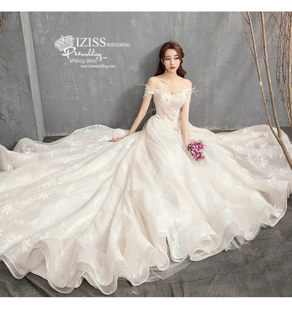 BR364 **พรีออเดอร์**ชุดแต่งงาน&ชุดเจ้าสาวแนวเรียบหรู สีขาวเกรดพรีเมี่ยม น่ารัก สวยโดดเด่นไม่ซ้ำใคร