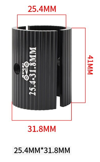 Adapter แปลงแฮนด์จาก 25.4 เป็น 31.8 สำหรับแฮนด์จักรยาน MUQZI สีดำ