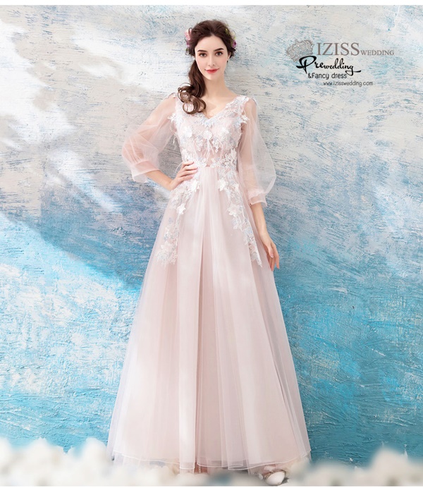 DL076 - **พรีออเดอร์** ชุดราตรี เดรสยาวออกงาน (Night party dresses) ชุดไปงานแต่งงานสวยๆ "ธีมสีขาวแต่งดอก 3D"