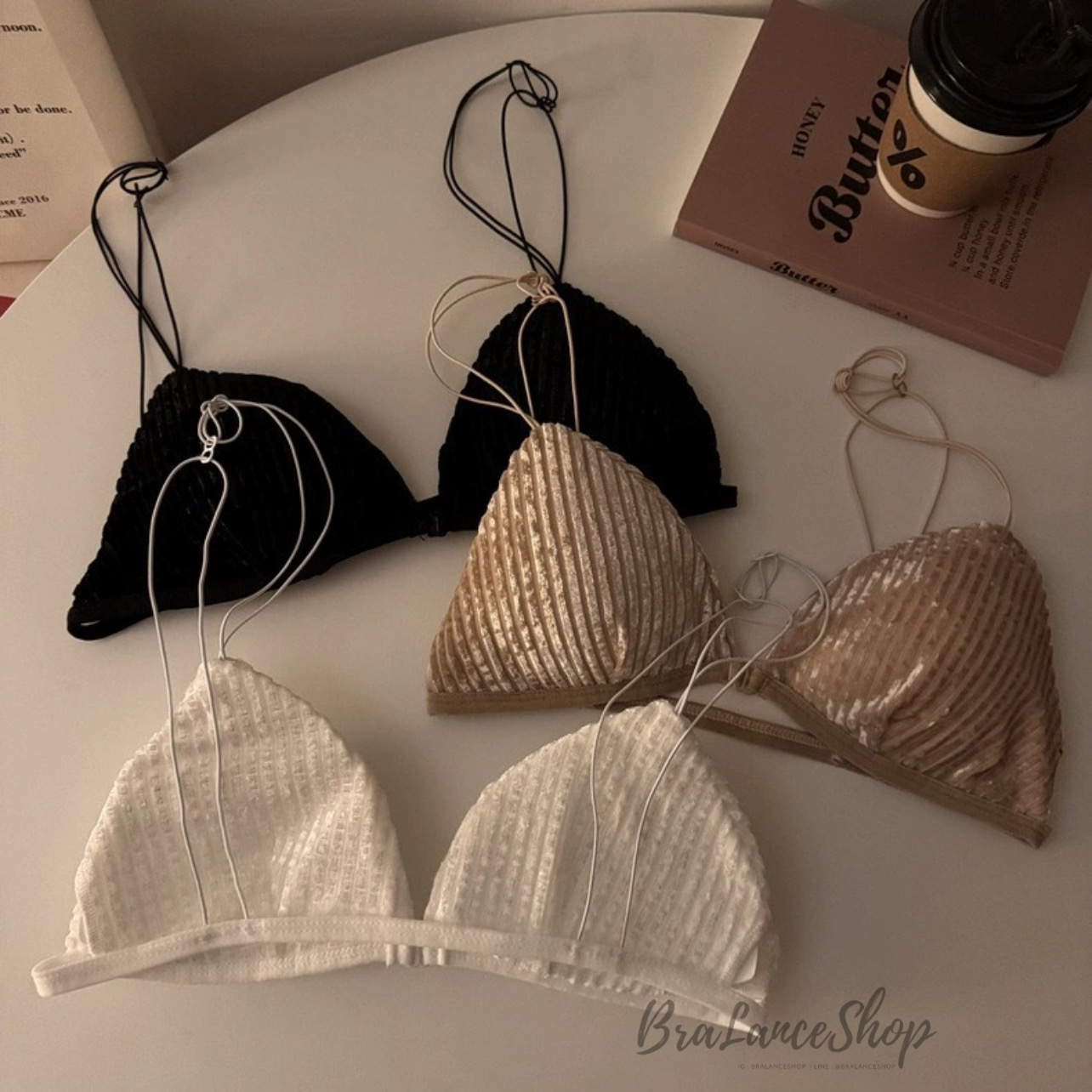 BLS✿6717 ครอปบราผ้าลูกฟูกตะขอหน้า