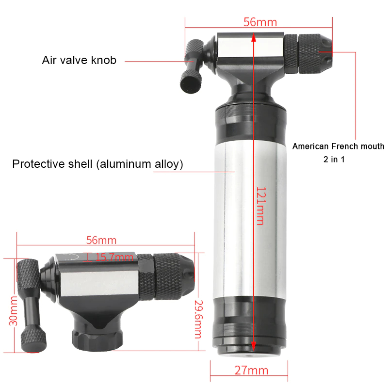 สูบลมจักรยาน มอเตอร์ไซต์ MEROCA Bicycle CO2 cylinder pump Gas NozzleMEROCA CO2 Inflator