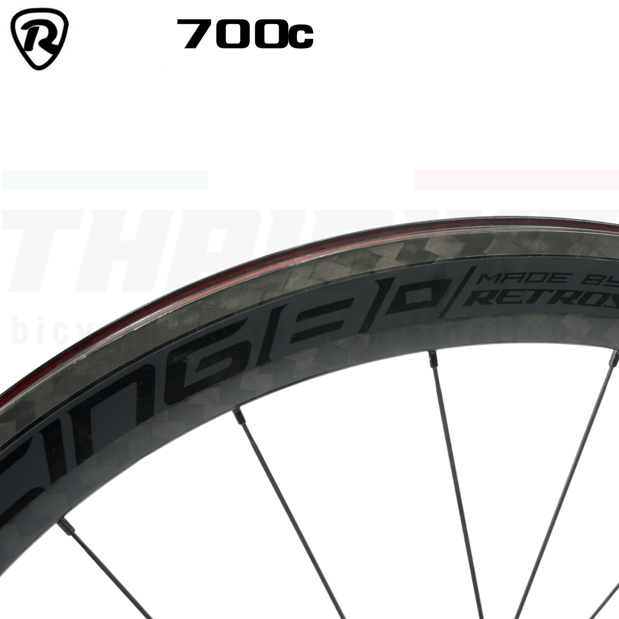 ล้อจักรยานเสือหมอบคาร์บอน Retrospec รุ่น Racing 8 Carbon T800 ลาย Carbon 12k ทแยง