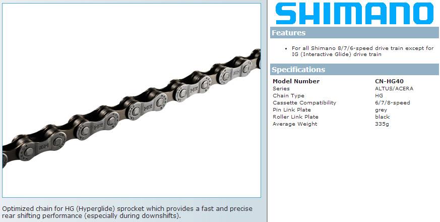 Shimano : CN-HG40 โซ่ 6-8 Speed