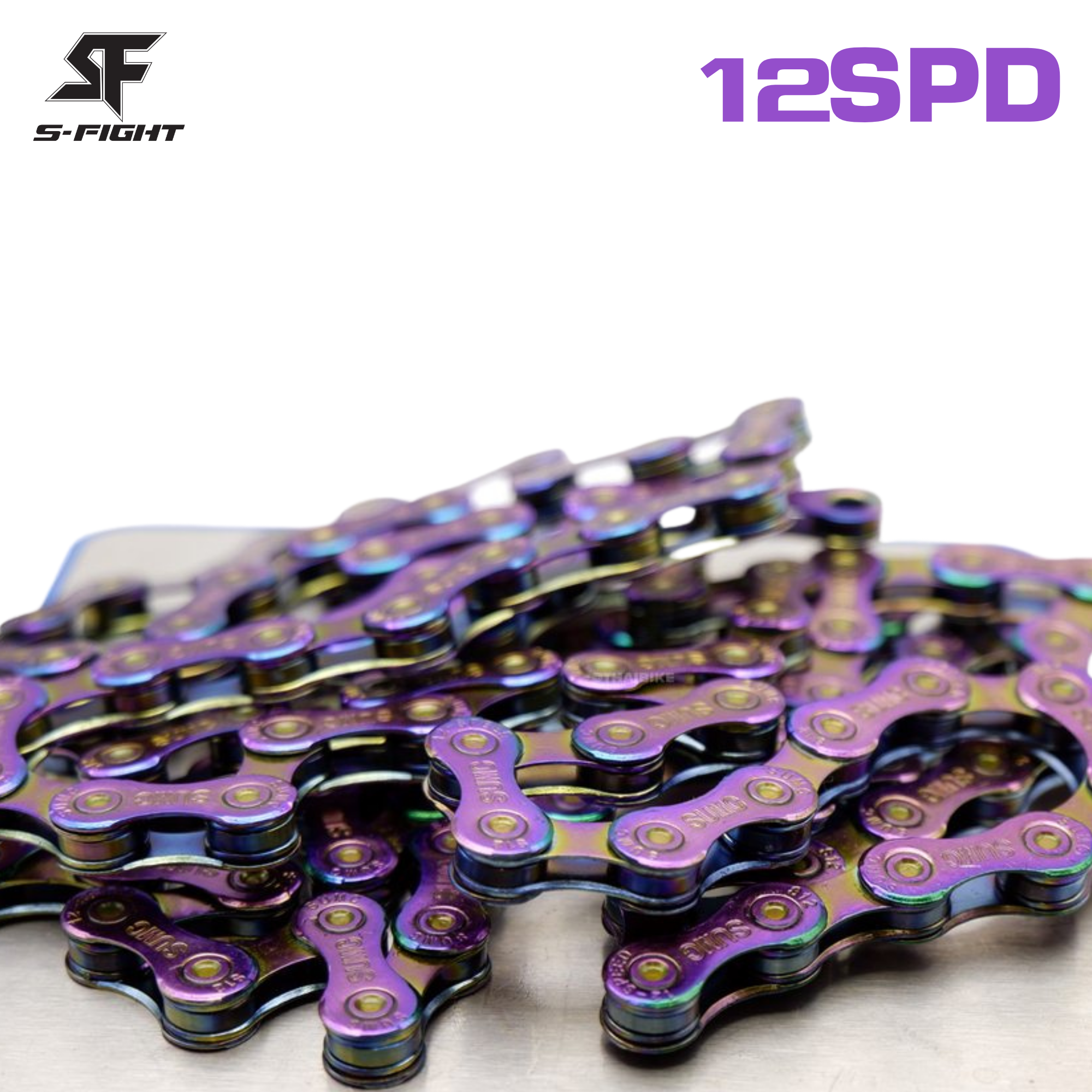 โซ่จักรยาน SUMC S-FIGHT 12SPD สีรุ้ง น้ำหนักเบา for SHIMANO, CAMPAGNOLO AND SRAM