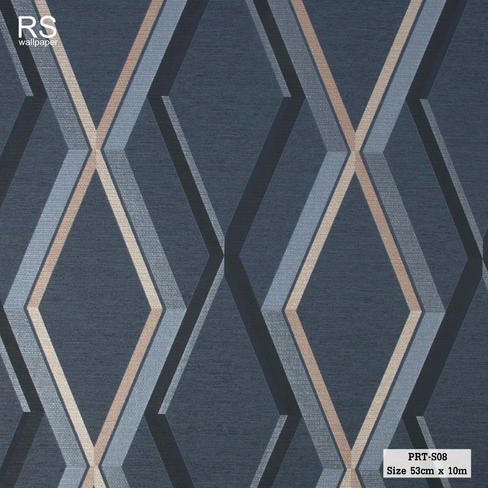 วอลเปเปอร์ สไตล์โมเดิร์นซิกแซก สีน้ำเงิน PRT-S08