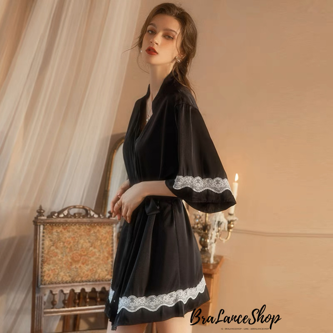 BLS✿SQ12 เสื้อคลุมลูกไม้ ผ้าซาติน