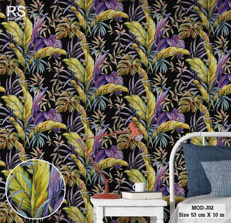 วอลเปเปอร์ ลายใบไม้ สไตล์ทรอปิคอล MOD-J02
