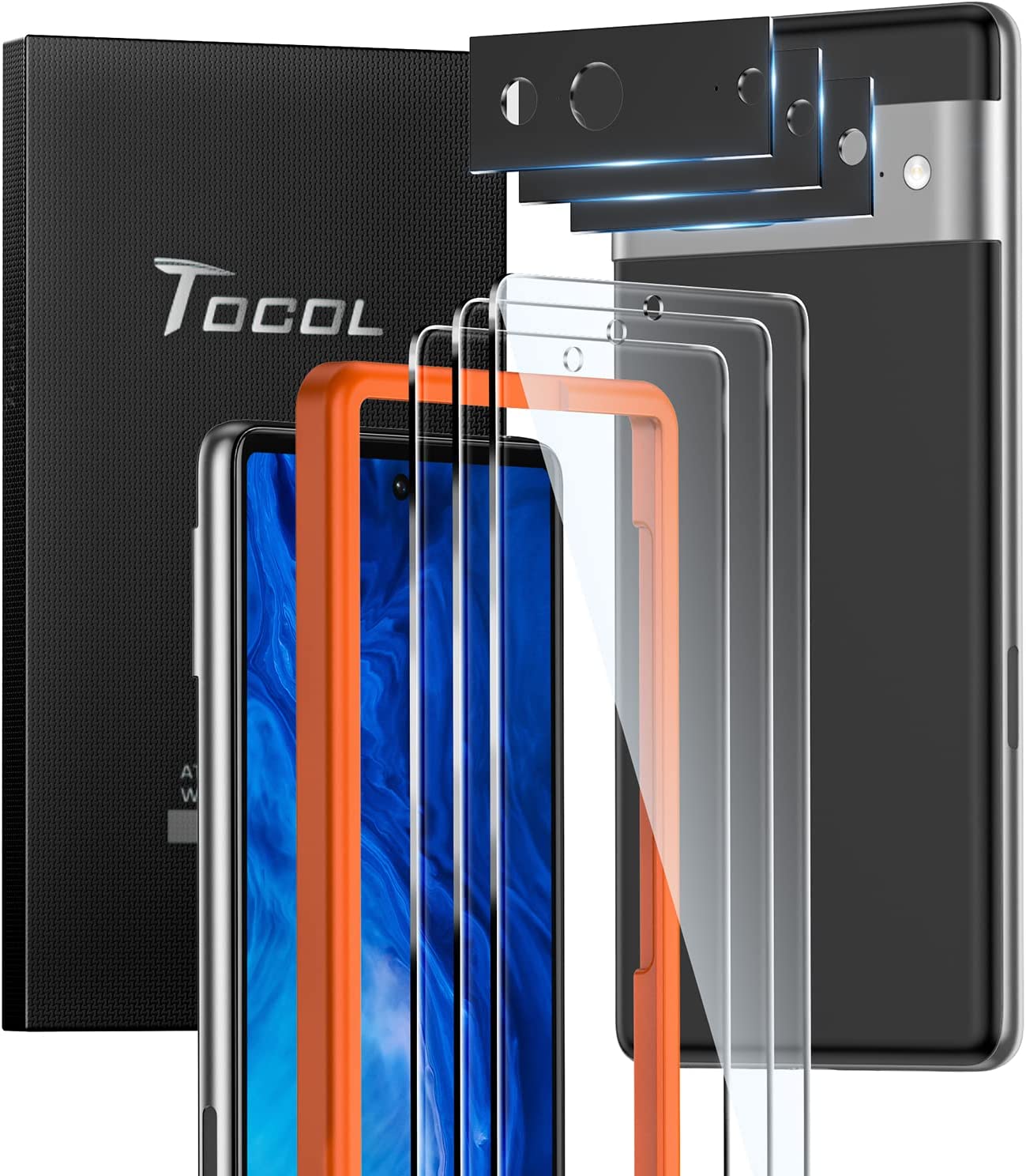 TOCOL [3+3 Pack for Google Pixel 7 Screen Protector]