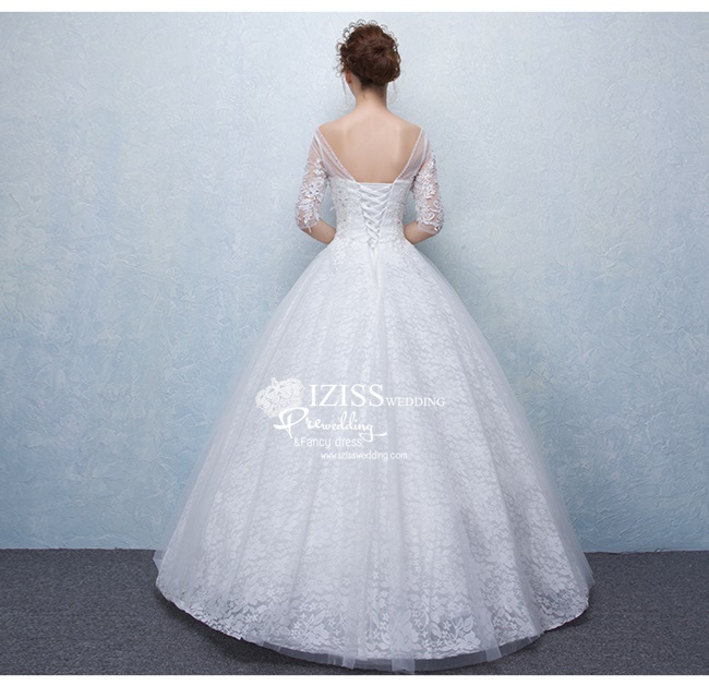 BR123 **พรีออเดอร์**ชุดแต่งงาน&ชุดเจ้าสาวแบบยาวสีขาวเกรดพรีเมี่ยม เปิดไหล่ มีแขน หรูหราน่ารัก สวยโดดเด่นไม่ซ้ำใคร