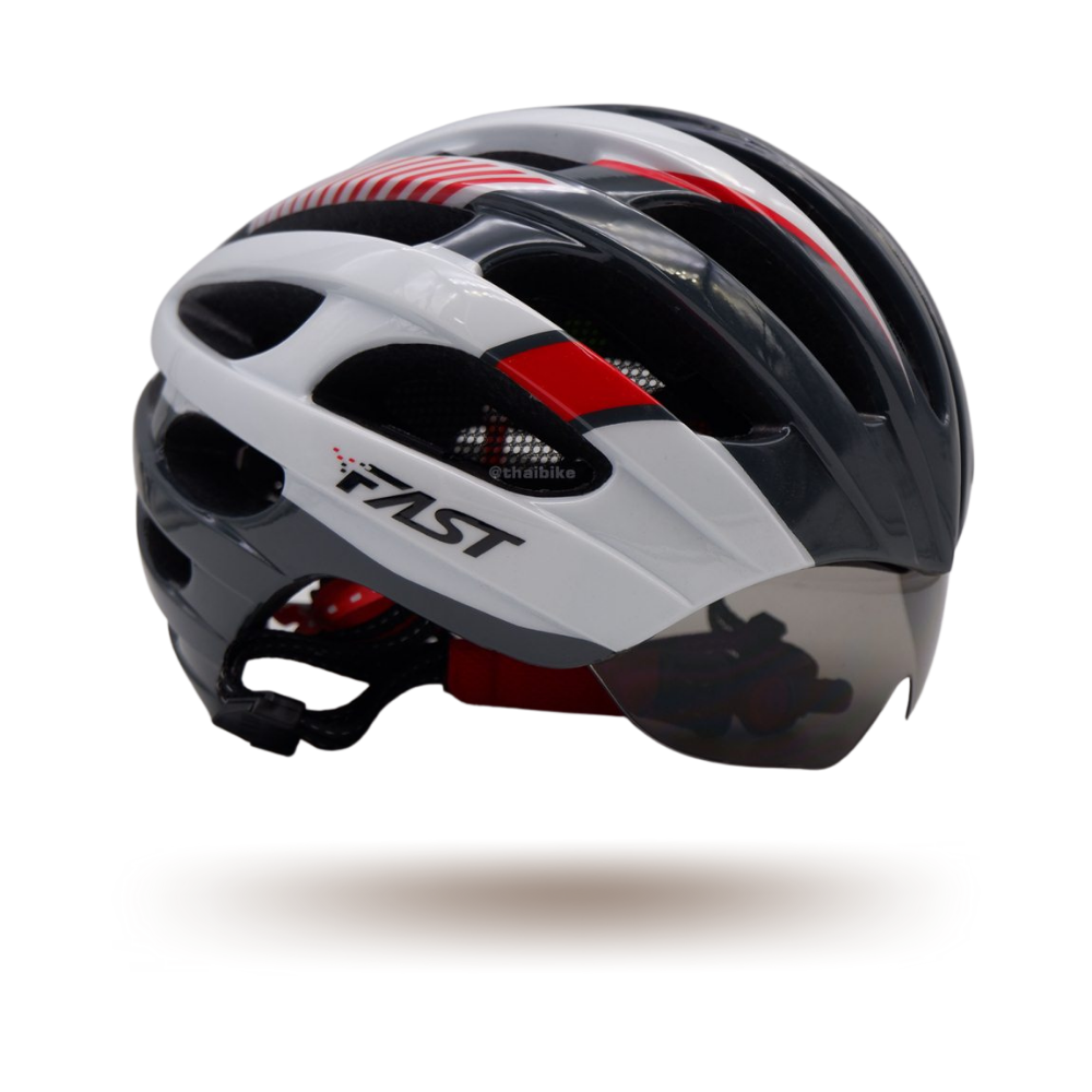 หมวกกันน็อคจักรยาน FASTBIKE N-LITE D-GROUP 02 มีแว่นในตัว เก็บแว่นได้