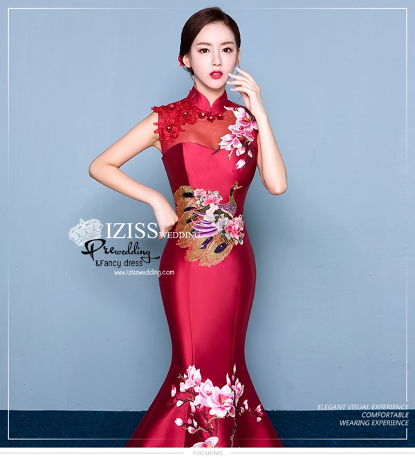 PW608- **พร้อมส่งสีเทาเงิน**ชุดกี่เพ้ายาว ชุดยกน้ำชา ชุดถ่ายพรีเวดดิ้ง (prewedding dress) & ชุดแต่งงานแฟนซี (Fancy wedding dress) "ธีมสีเทาเงิน"