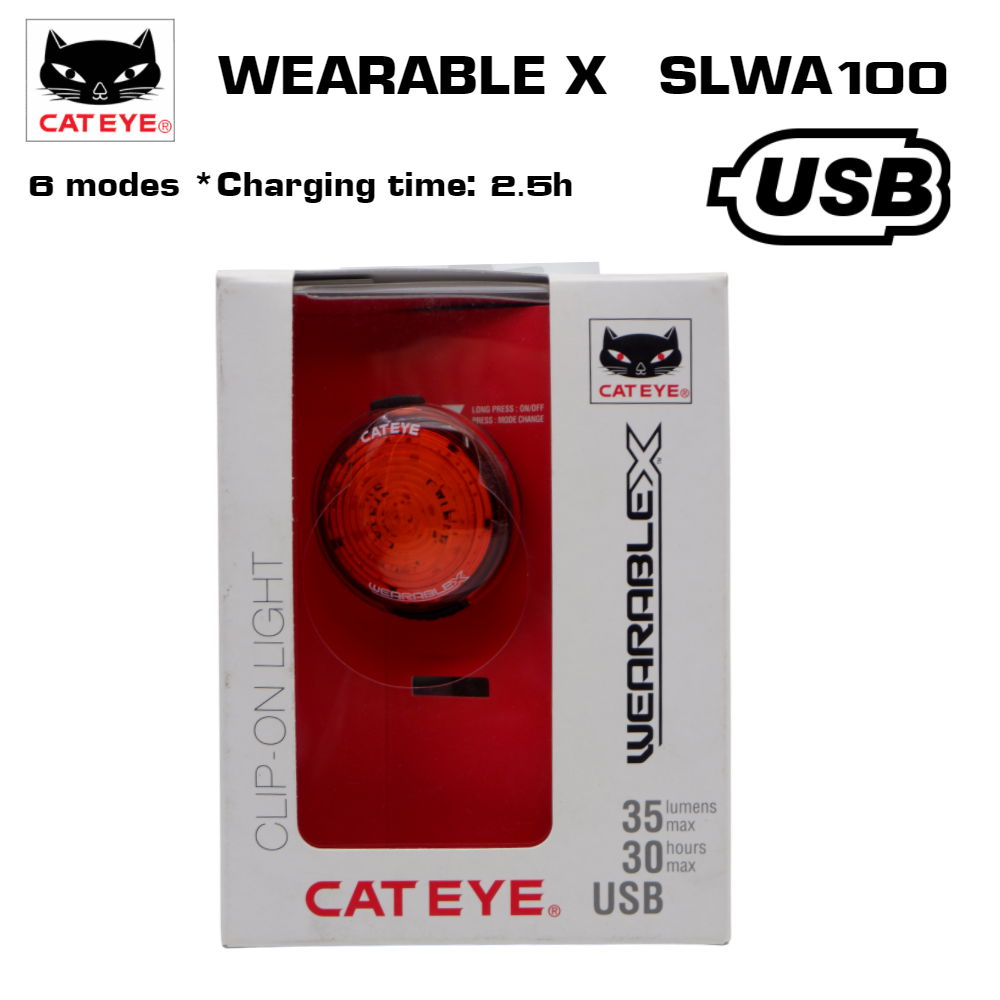 ไฟกระพริบติดจักรยาน CATEYE WEARABLE X, SLWA100 USB