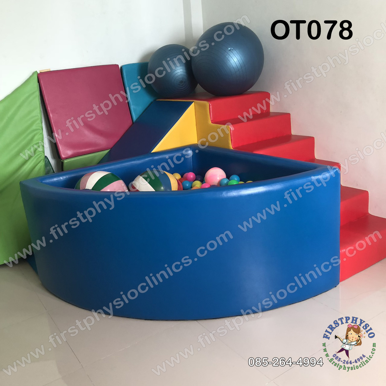 FIRSTPHYSIO/บันไดเข้ามุมของเด็กพร้อมบ่อบอลและสไลด์เดอร์สำหรับฝึกพัฒนาการ